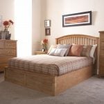 Kansas Oak Double Ottoman Bed Frame