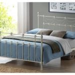King Latvia Ivory Metal Bed Frame
