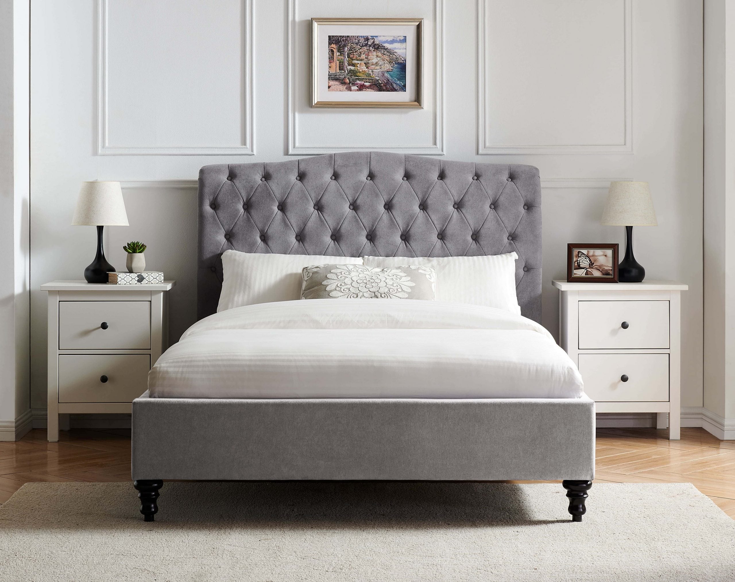 Limelight Rosa Light Grey King Bed, Light Grey Bed Frame